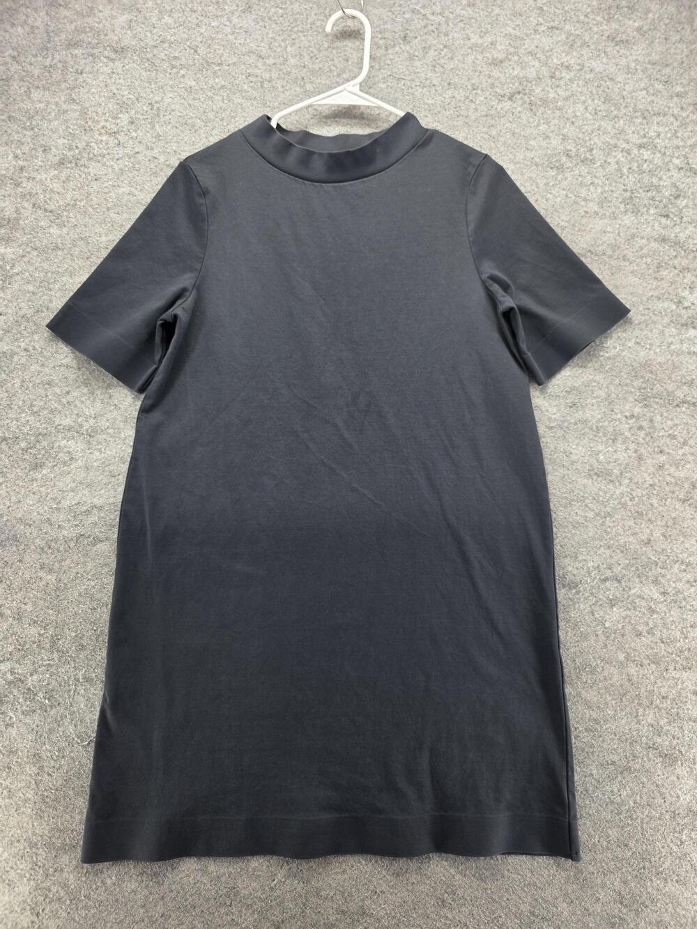 COS Dress Womens S Black T-Shirt Dress Mock Neck Knee Length Cotton Blend